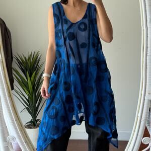 Miriam Carter Felted Tunic Womens Blue Abstract Lagenlook Wearable Art Handmade‎